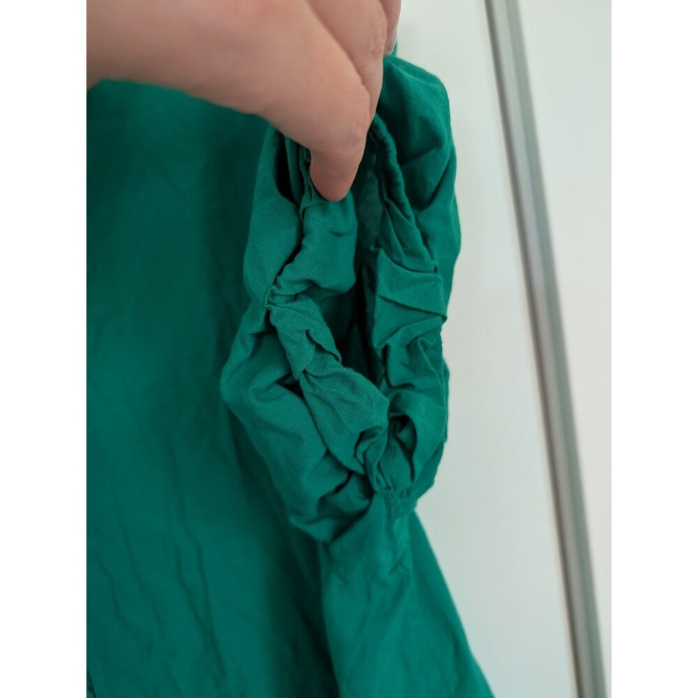 Xirena Channing Shirt XS Green Rolled Cuffs Button Up Cotton Poplin Preppy Work - Picture 3 of 8